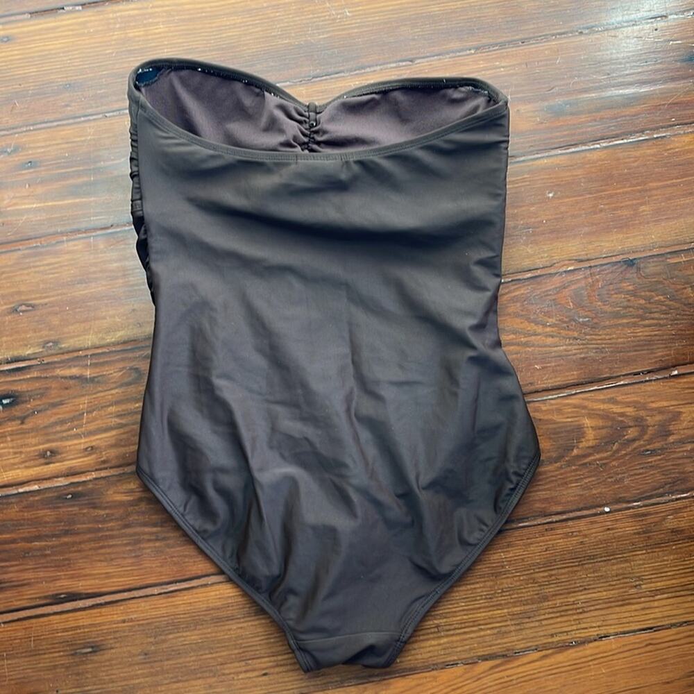 Anne Cole rusched stomach spinning strapless bandeau one piece swimsuit sz 10 - Picture 5 of 5